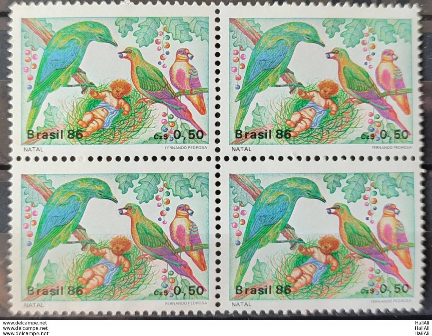 C 1530 Brazil Stamp Christmas Religion Birds 1986 Block Of 4 - Ungebraucht