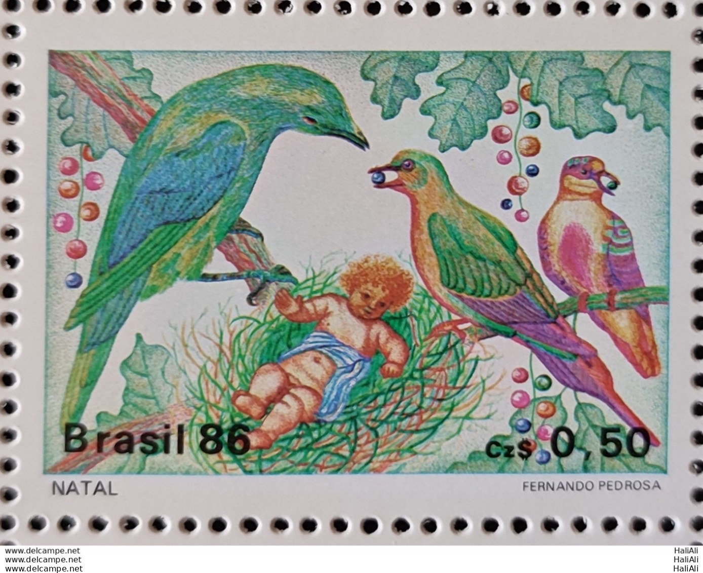 C 1530 Brazil Stamp Christmas Religion Birds 1986 2 - Ongebruikt