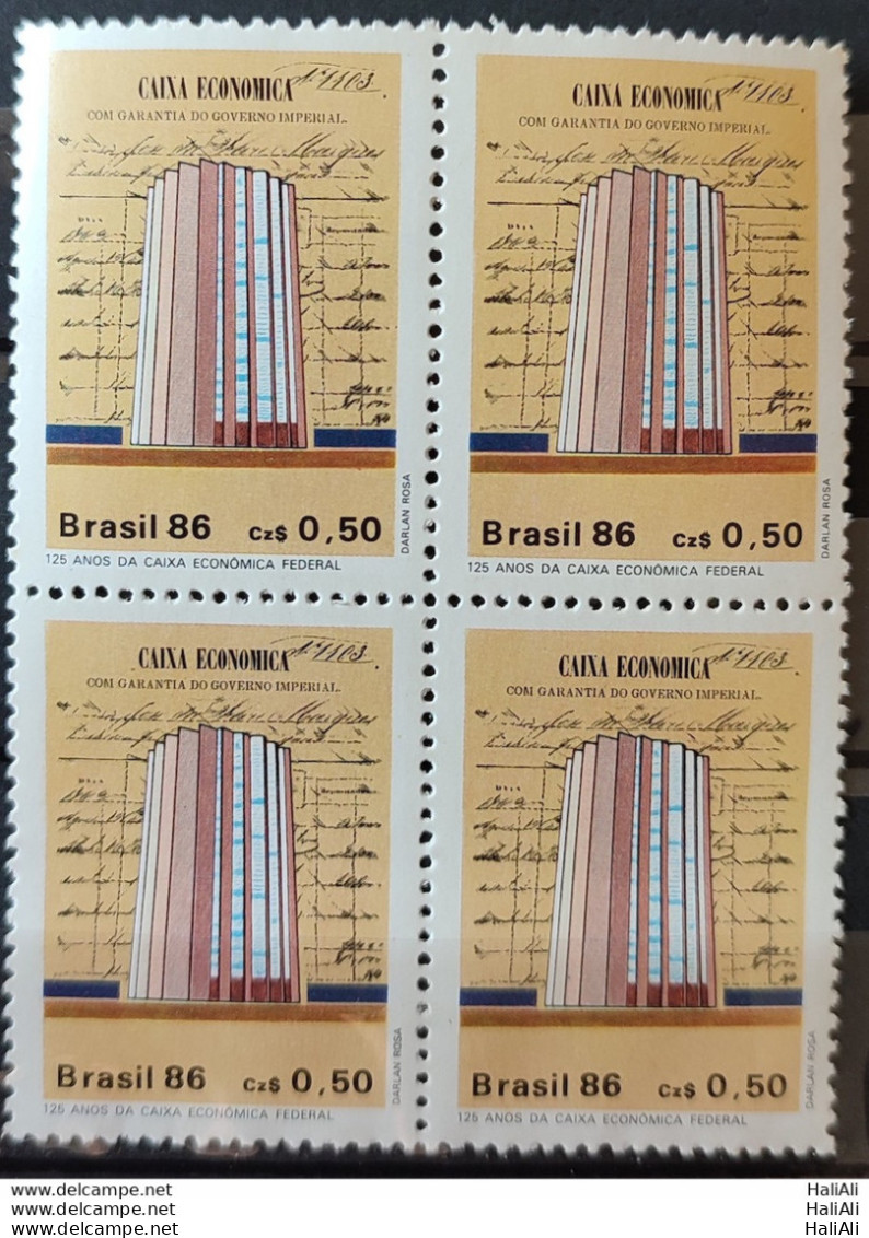 C 1529 Brazil Stamp Bank Caixa Economica Federal Economy 1986 Block Of 4 - Unused Stamps