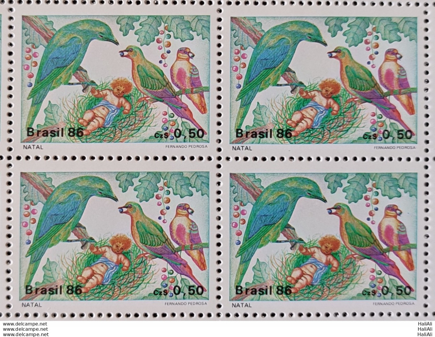 C 1530 Brazil Stamp Christmas Religion Birds 1986 Block Of 4 2 - Ungebraucht