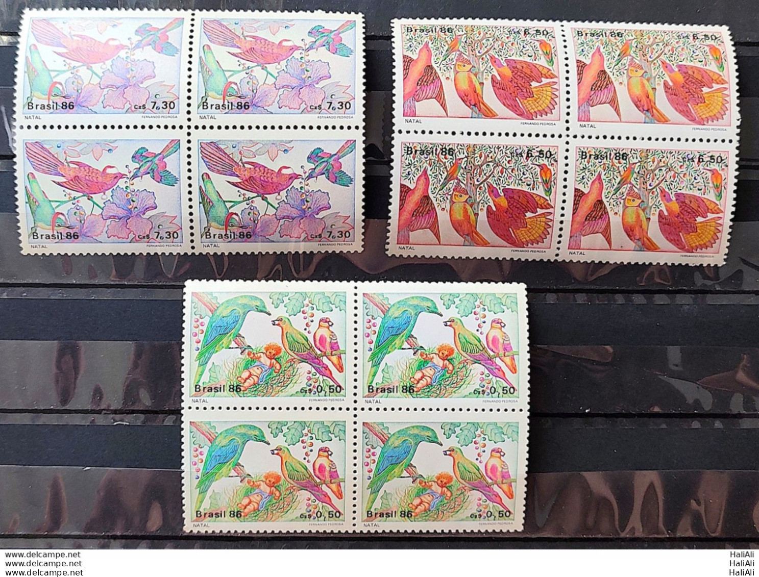 C 1530 Brazil Stamp Christmas Religion Birds 1986 Block Of 4 Complete Series - Nuevos