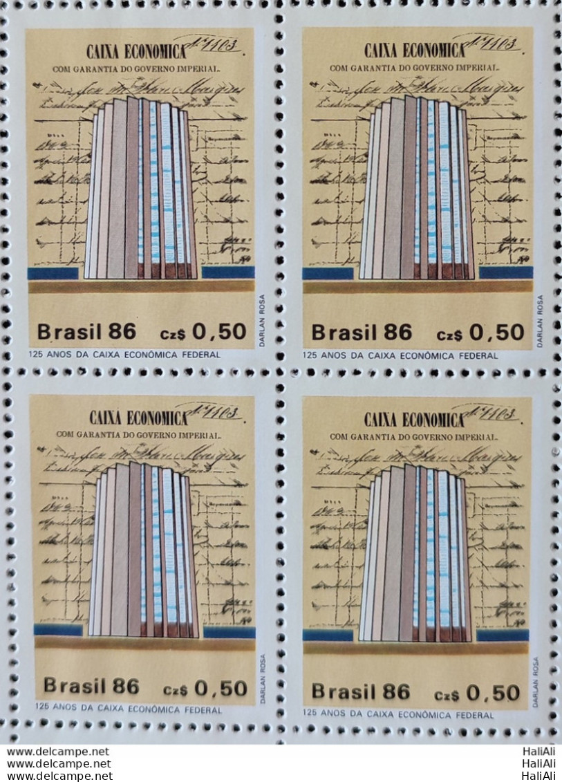 C 1529 Brazil Stamp Bank Caixa Economica Federal Economy 1986 Block Of 4 1 - Unused Stamps