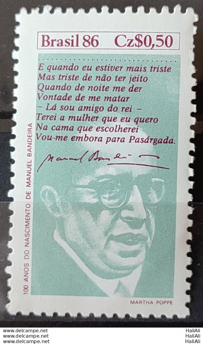 C 1528 Brazil Stamp Book Day Literature Manuel Bandeira 1986 - Nuevos