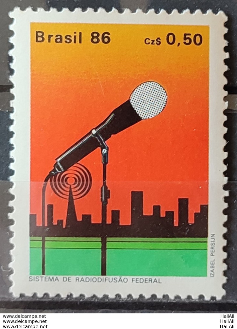 C 1521 Brazil Stamp Radiodifusion Communication Microphone 1986 - Ongebruikt