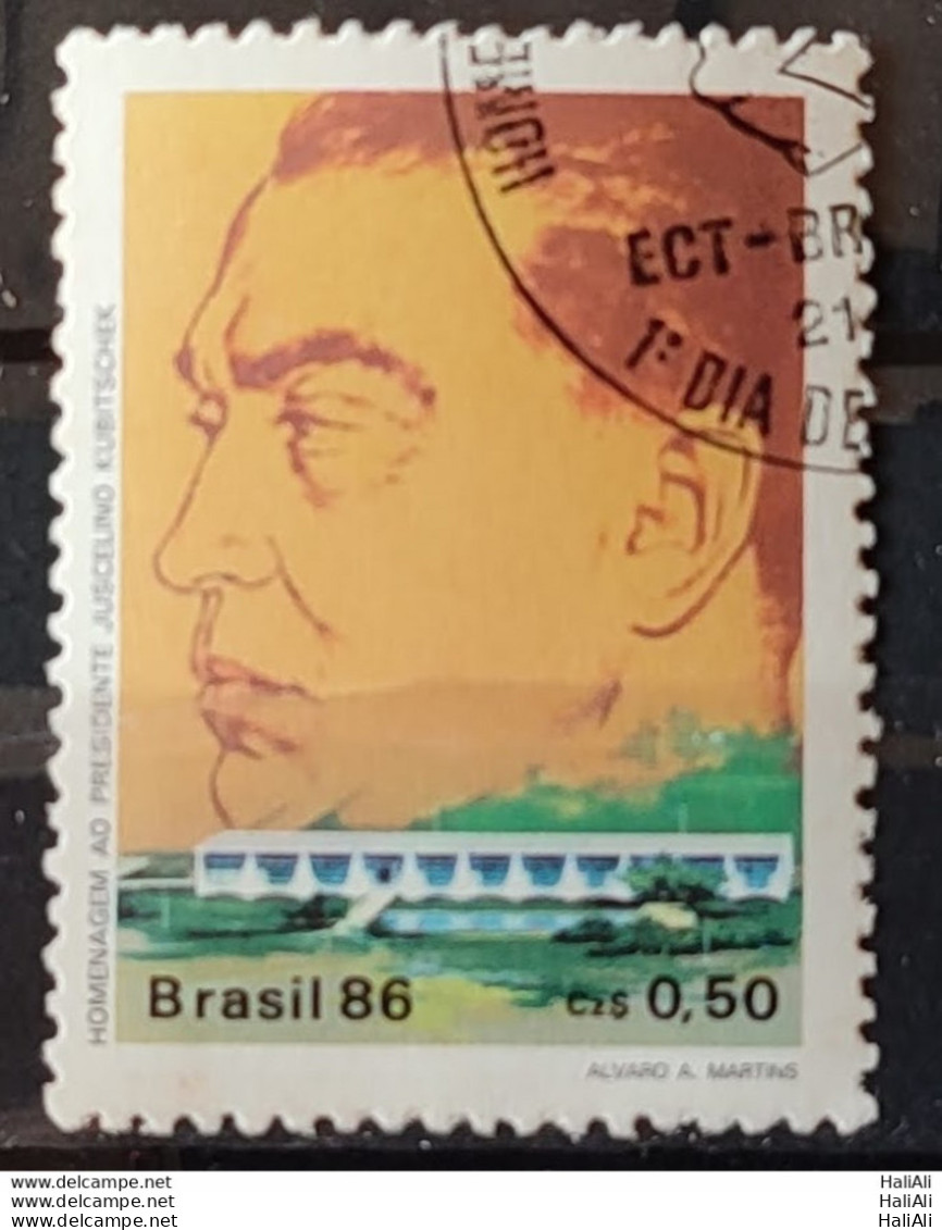 C 1518 Brazil Stamp President Juscelino Kubitschek Brasilia 1986 Circulated 1 - Oblitérés