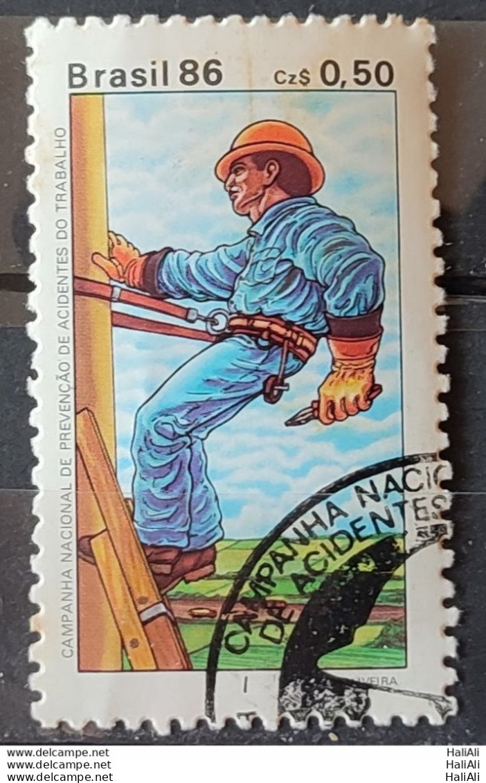 C 1516 Brazil Stamp Prevention Of Work Accidents Health Safety 1986 Circulated 1 - Gebruikt