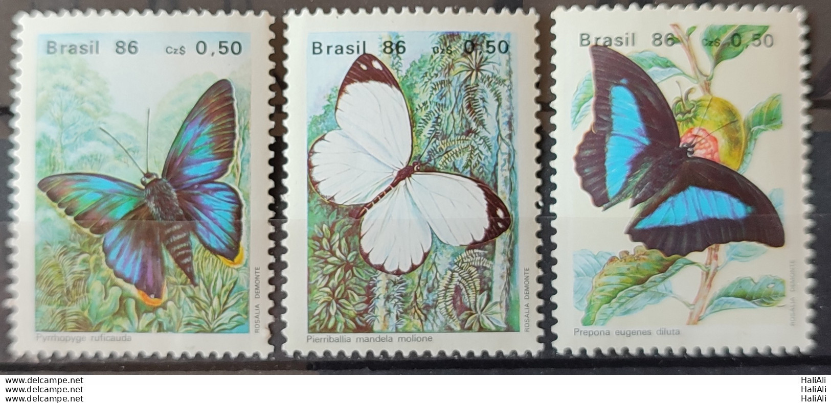 C 1512 Brazil Stamp Butterfly Insects 1986 Complete Series 2 - Unused Stamps