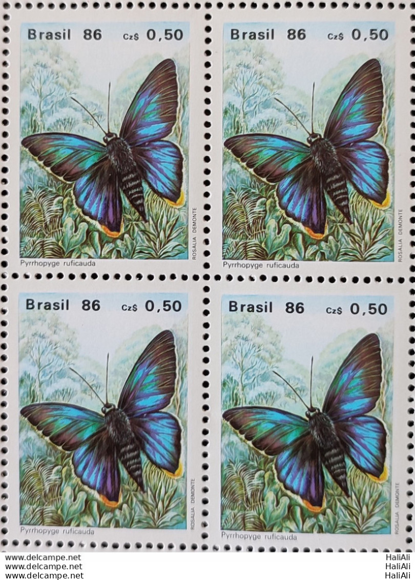 C 1512 Brazil Stamp Butterfly Insects 1986 Block Of 4 - Neufs