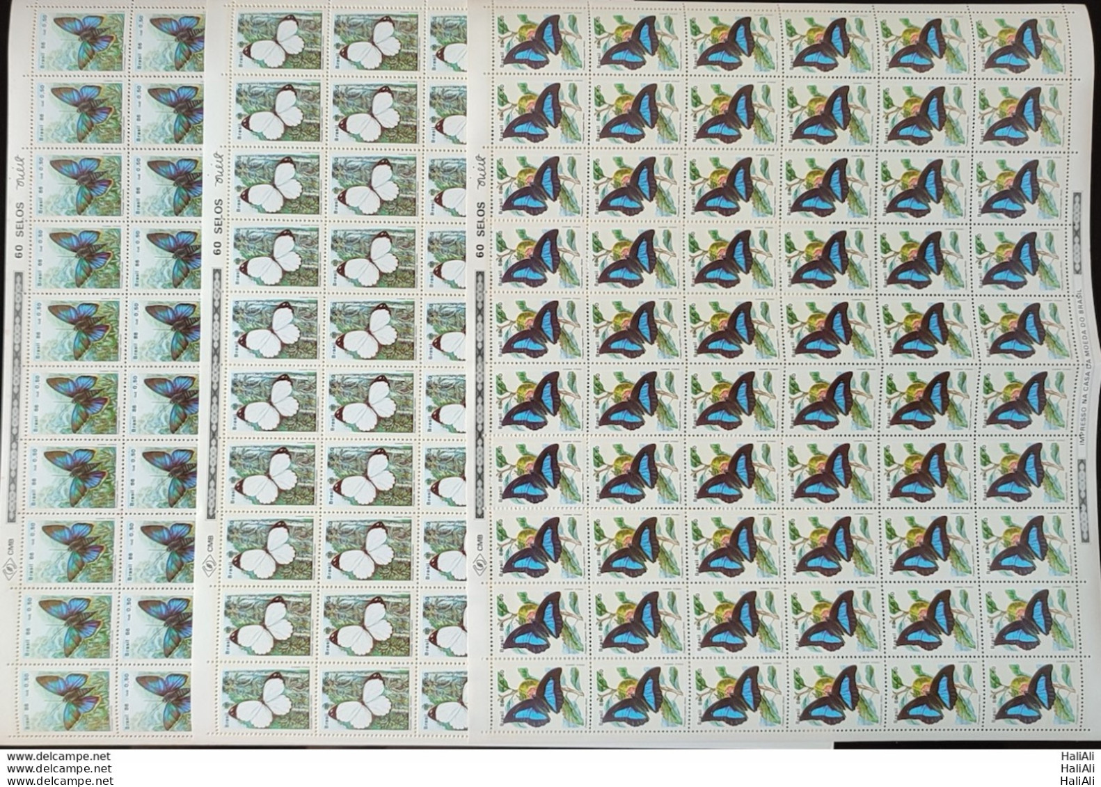 C 1512 Brazil Stamp Butterfly Insects 1986 Sheet Complete Series - Unused Stamps