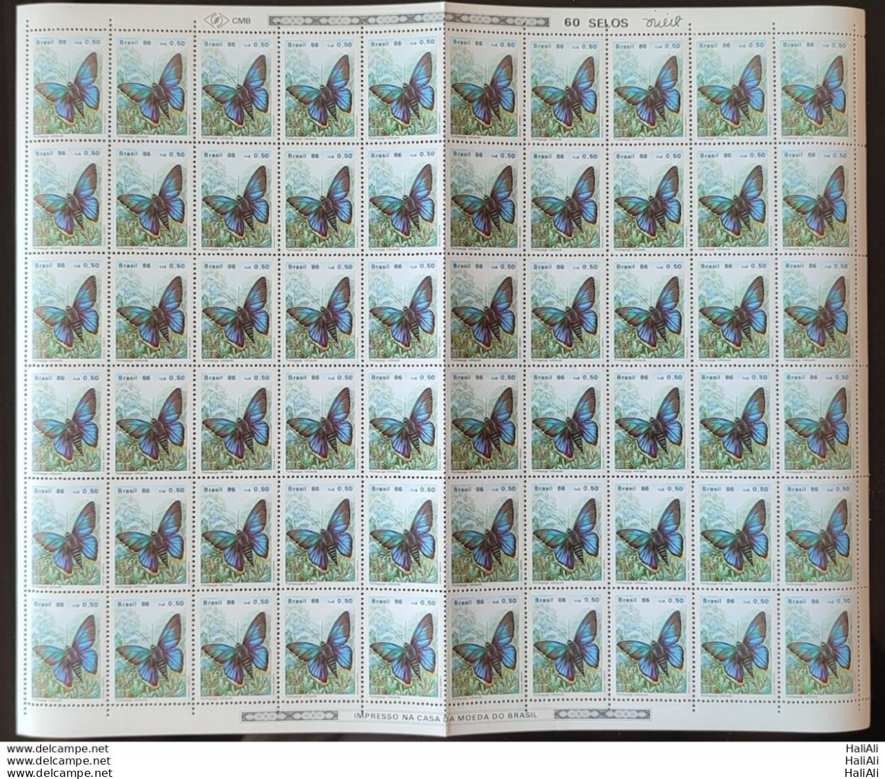 C 1512 Brazil Stamp Butterfly Insects 1986 Sheet - Ungebraucht