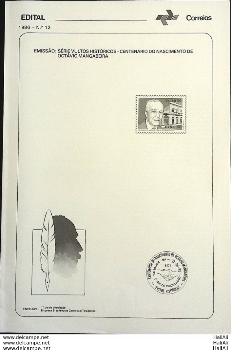 Brochure Brazil Edital 1986 12 Lawyer Octavio Mangabeira Right Justice Without Stamp - Briefe U. Dokumente