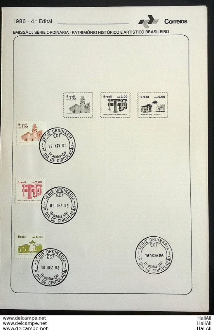 Brochure Brazil Edital 1986 04 Historical Heritage With Stamp CPD DF Brasília - Lettres & Documents