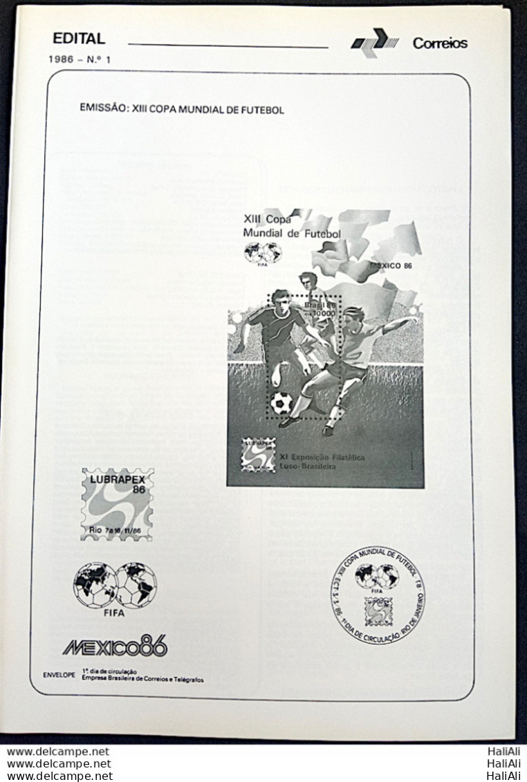 Brochure Brazil Edital 1986 01 Mexico Football World Cup Without Stamp - Covers & Documents