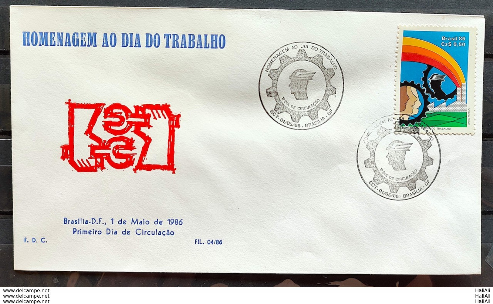 Brazil Envelope PVT FIL 004 1986 Labor Day Economy CBC Brasília - FDC