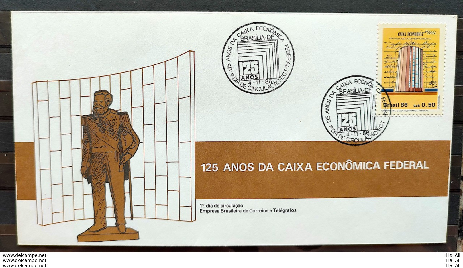 Brazil Envelope FDC 407 1986 Banco Caixa Economica Federal Economy CBC BSB 03 - FDC