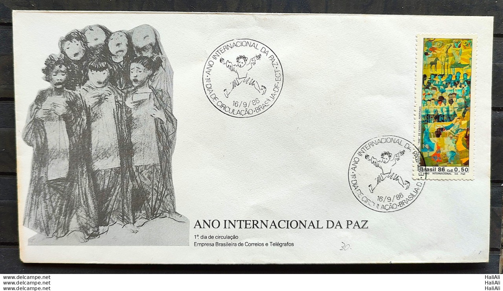 Brazil Envelope FDC 403 1986 International Year Of Peace CBC BSB 03 - FDC