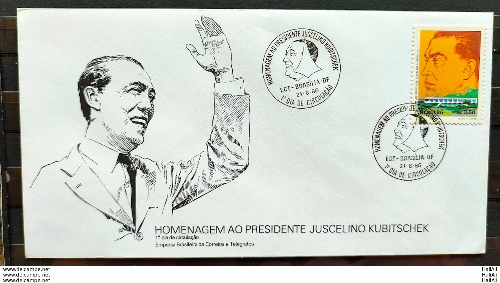 Brazil Envelope FDC 399 1986 President Juscelino Kubitschek Brasília CBC BSB - FDC