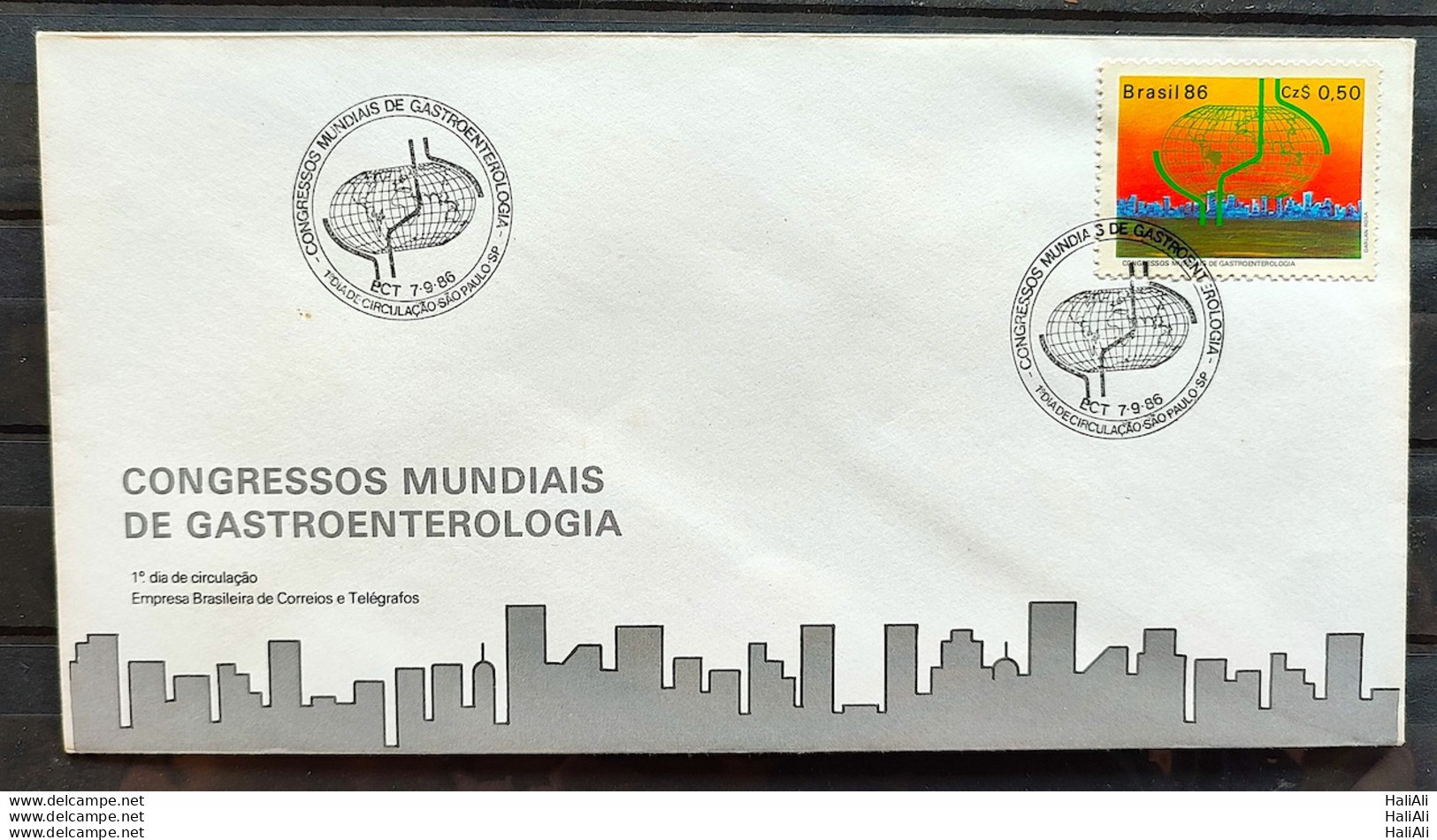 Brazil Envelope FDC 401 1986 Gastroenterology Congress Health CBC SP 03 - FDC