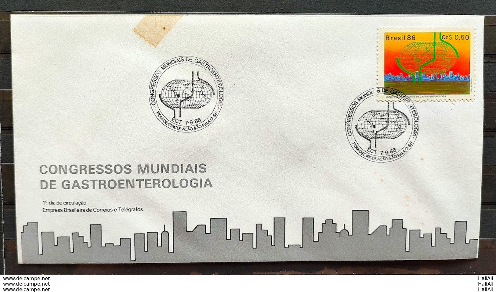 Brazil Envelope FDC 401 1986 Gastroenterology Congress Health CBC SP 04 - FDC