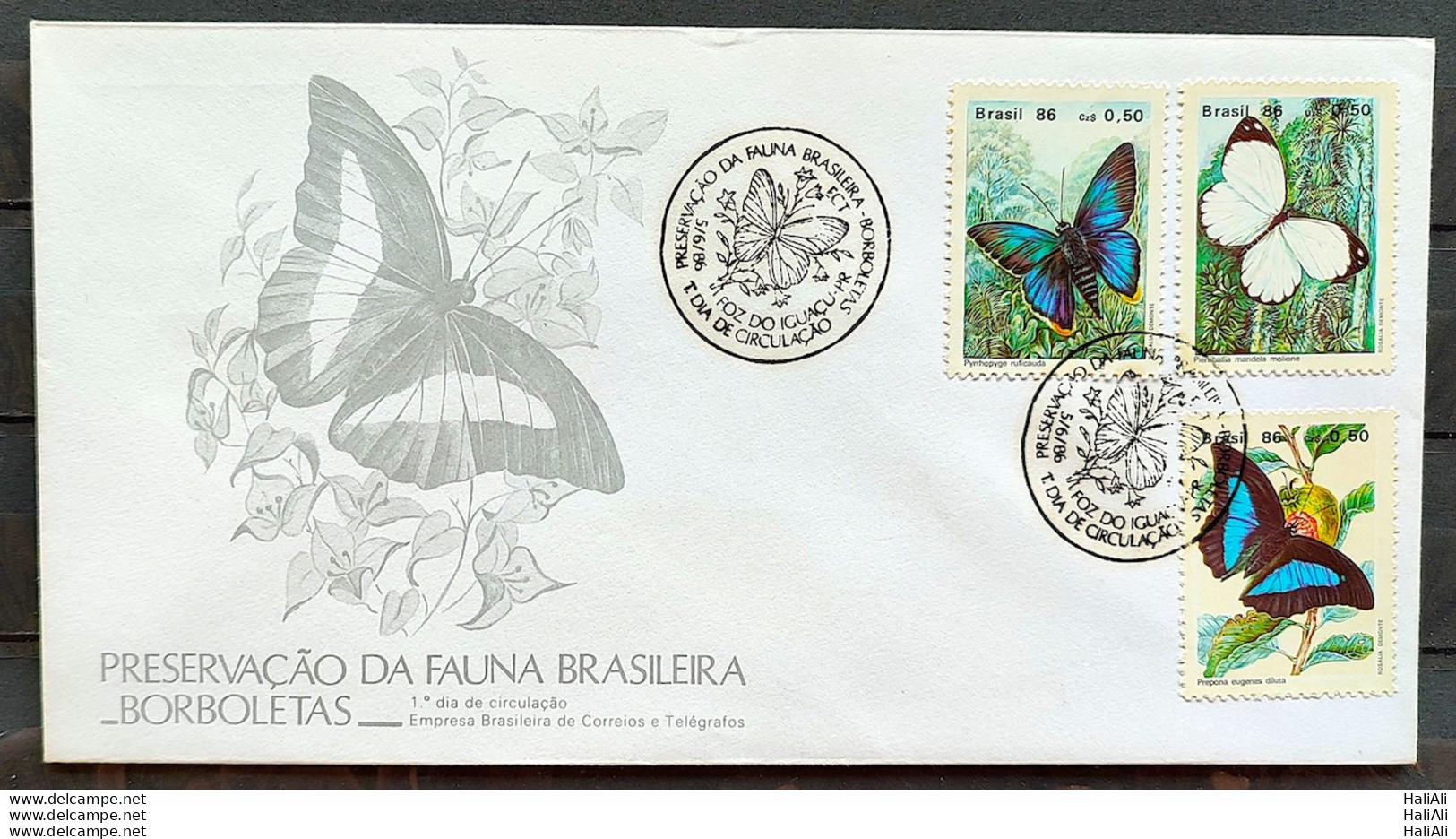 Brazil Envelope FDC 395 1986 Insect Butterflies Fauna CBC PR - FDC