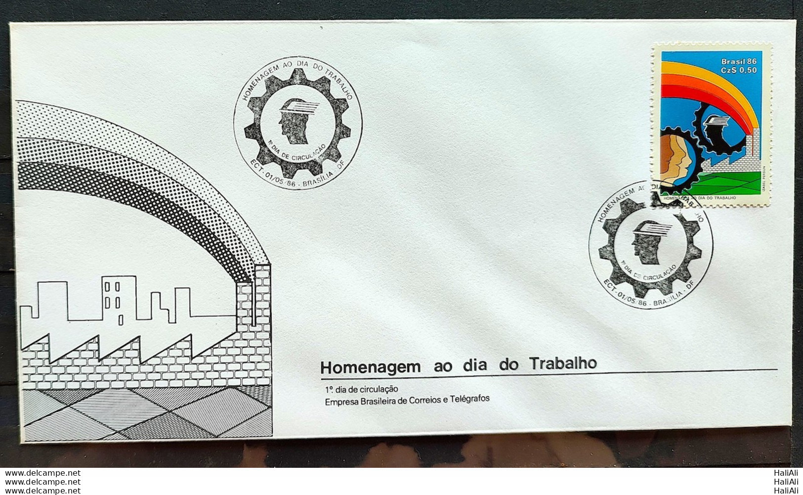 Brazil Envelope FDC 392 1986 Labor Day Economy CBC Brasília 01 - FDC