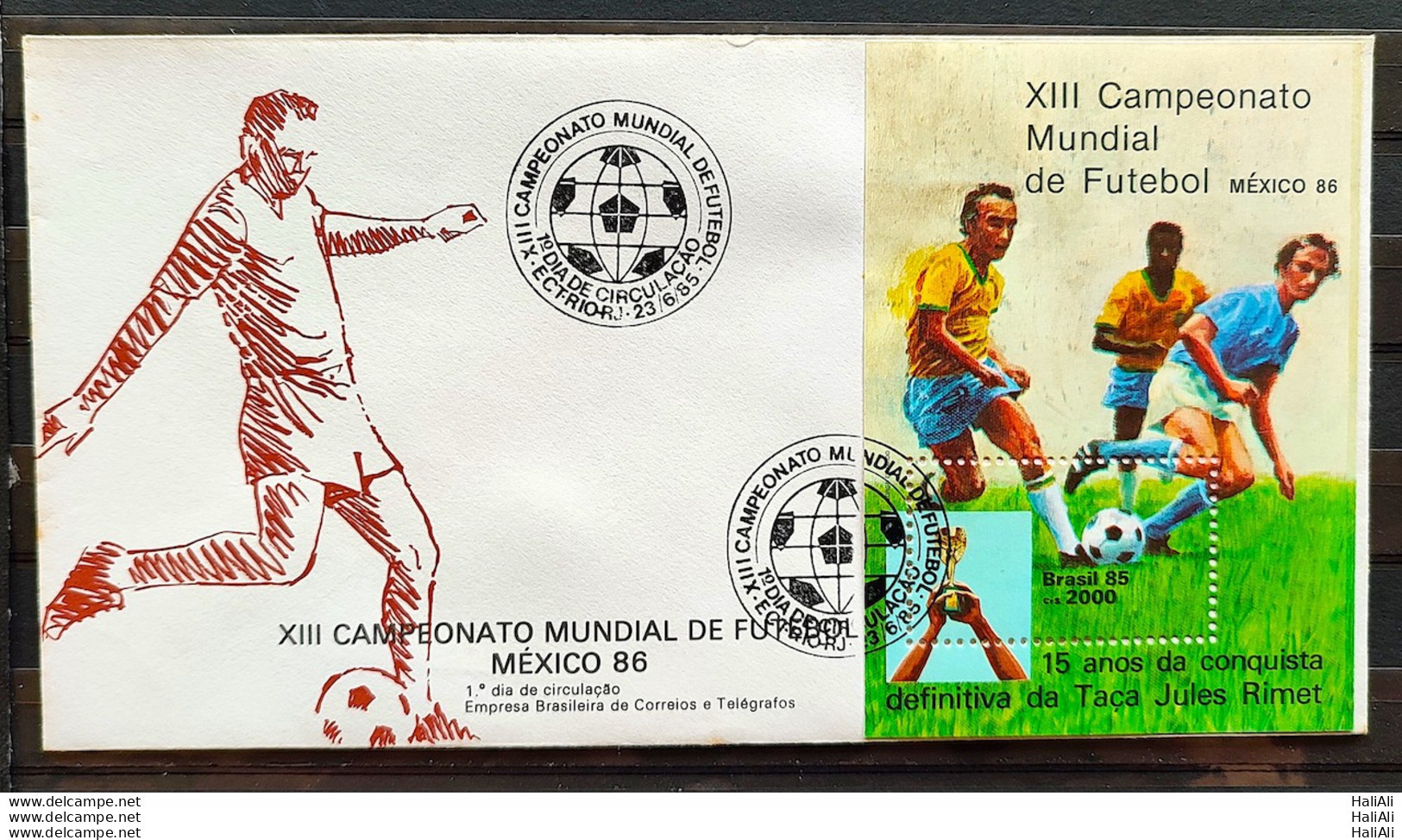 Brazil Envelope FDC 389 1986 Football World Cup Mexico CBC RJ 01 - FDC