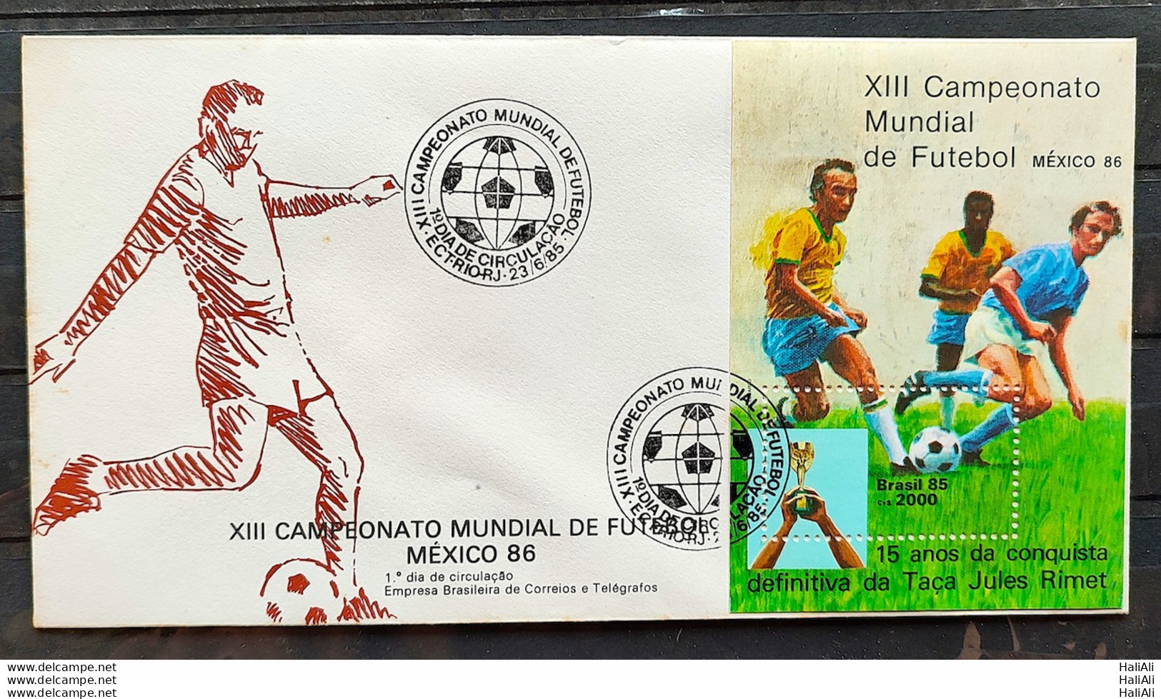 Brazil Envelope FDC 389 1986 Football World Cup Mexico CBC RJ 03 - FDC