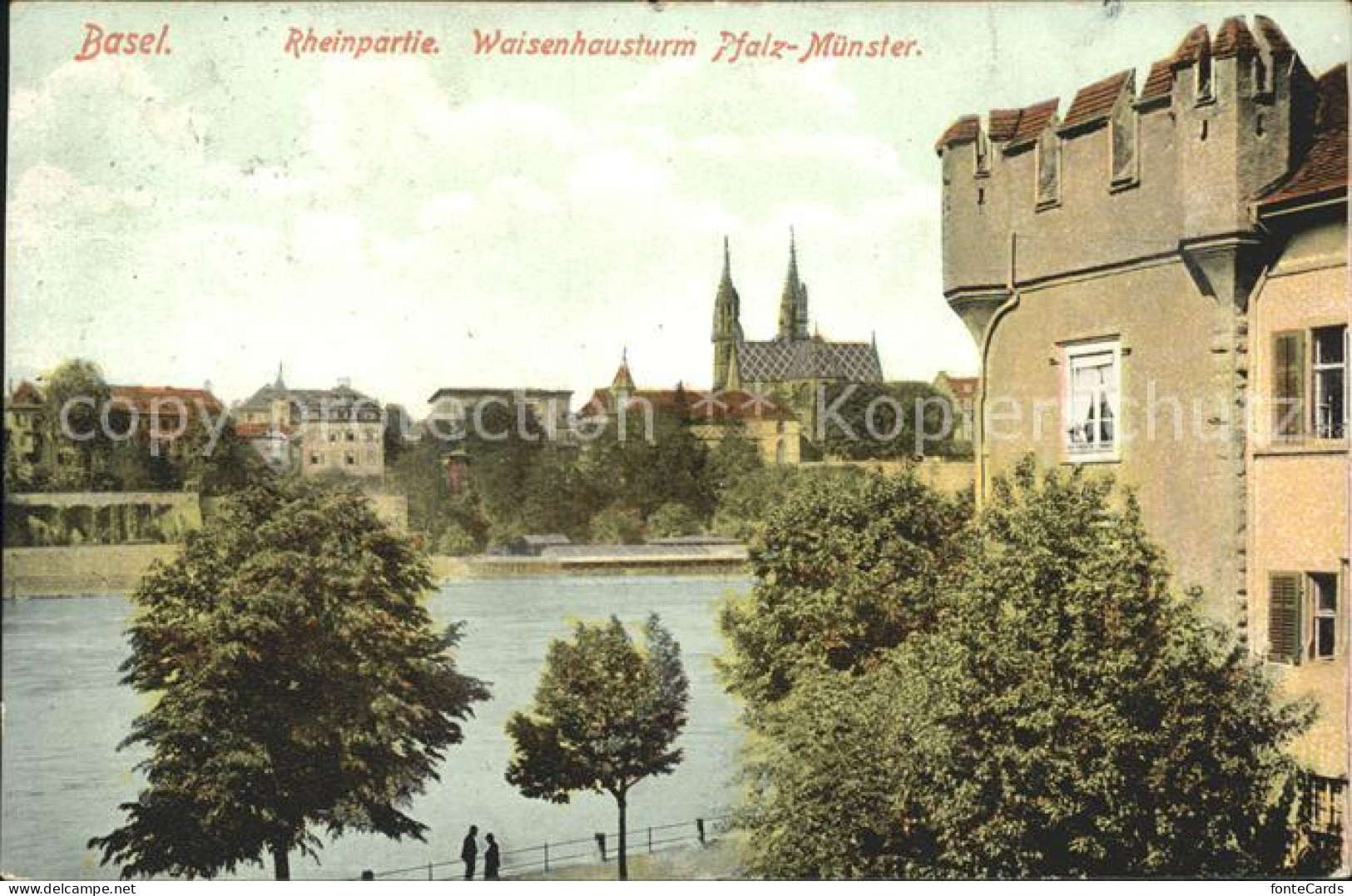 12043456 Basel BS Rheinpartie Waisenhausturm Pfalz Muenster Basel BS - Altri & Non Classificati