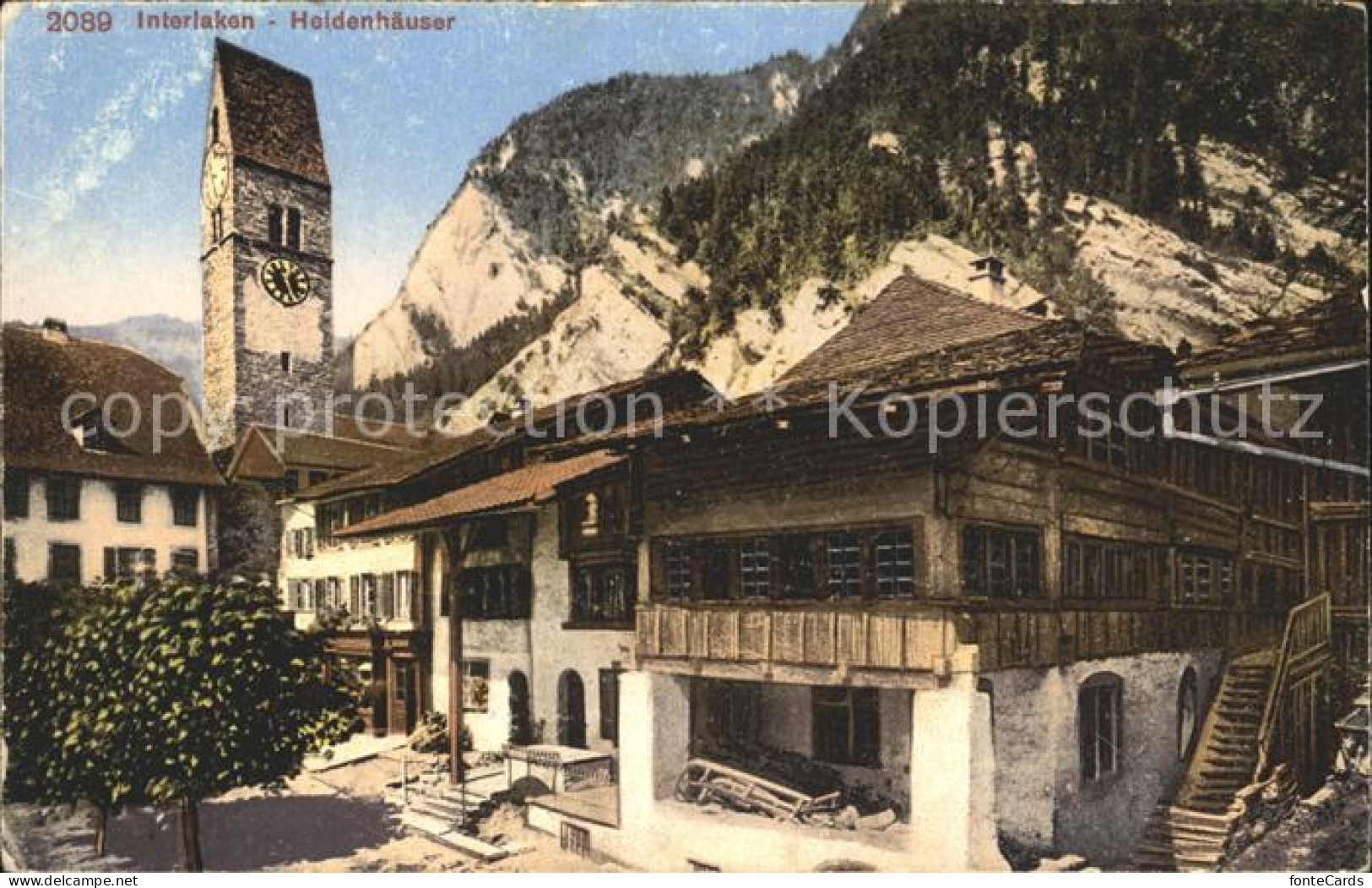 12042346 Interlaken BE Heidenhaeuser Mit Kirche Interlaken - Other & Unclassified