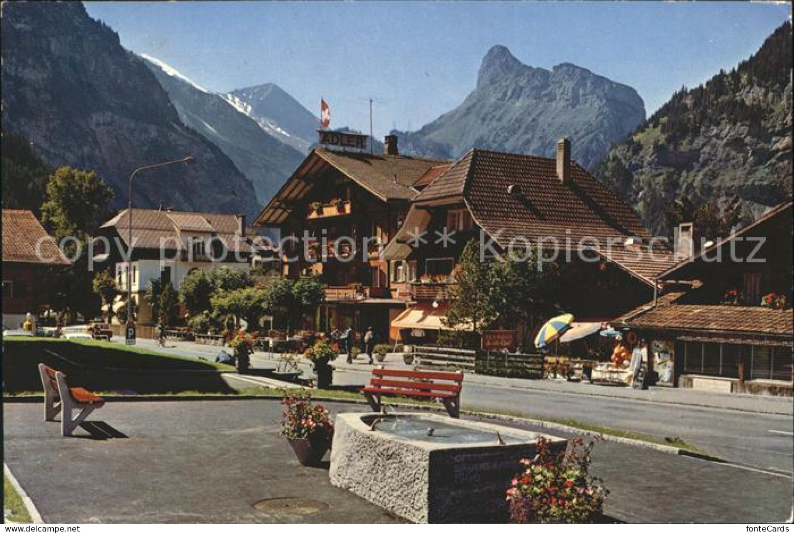 12041556 Kandersteg BE Dorfbrunnen Mit Rinderhorn Udn Gellihorn Kandersteg - Sonstige & Ohne Zuordnung