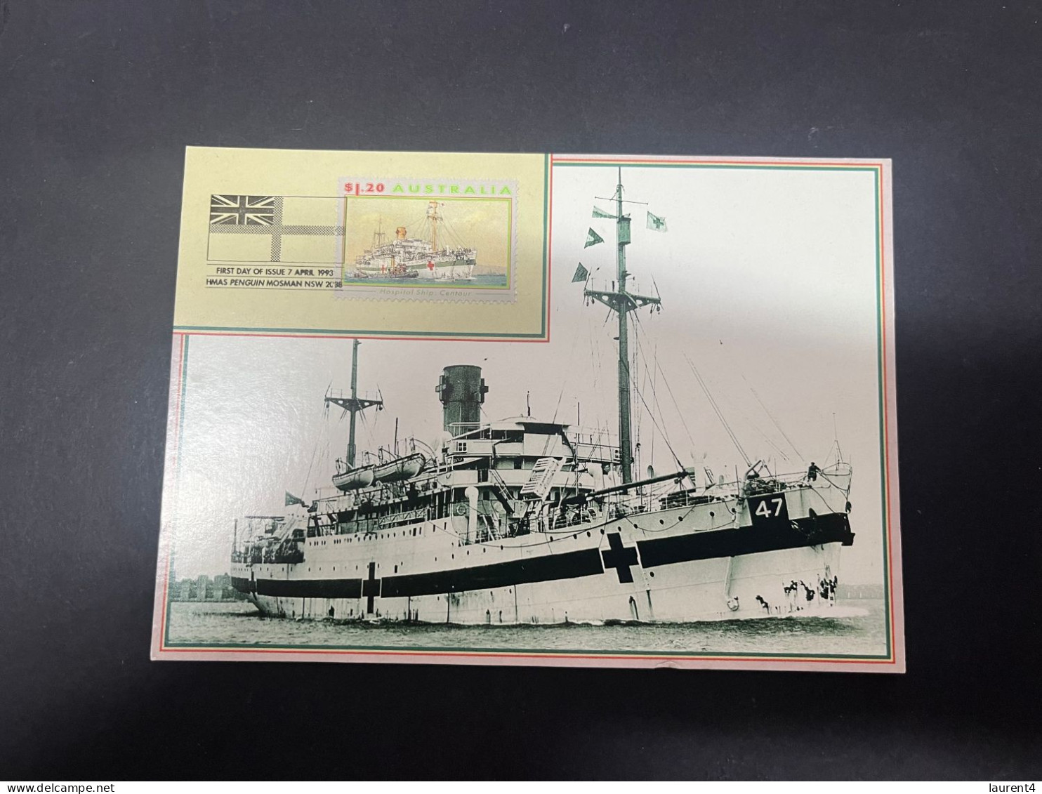 12-5-2024 (4 Z 48) Australia (1 Card) Maxicard - Hospital Ship Centaur (WWII Sunked By Japanese Navy) - Cartas Máxima