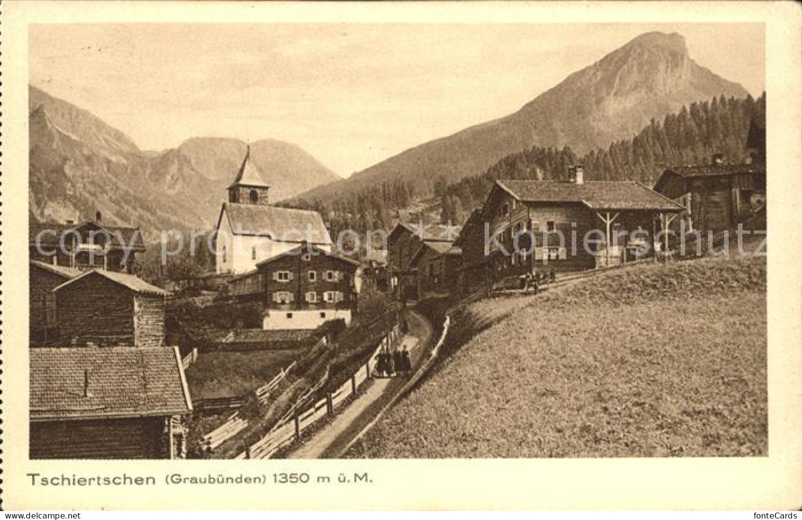 12031816 Tschiertschen Dorfansicht Mit Kirche Alpen Tschiertschen - Sonstige & Ohne Zuordnung