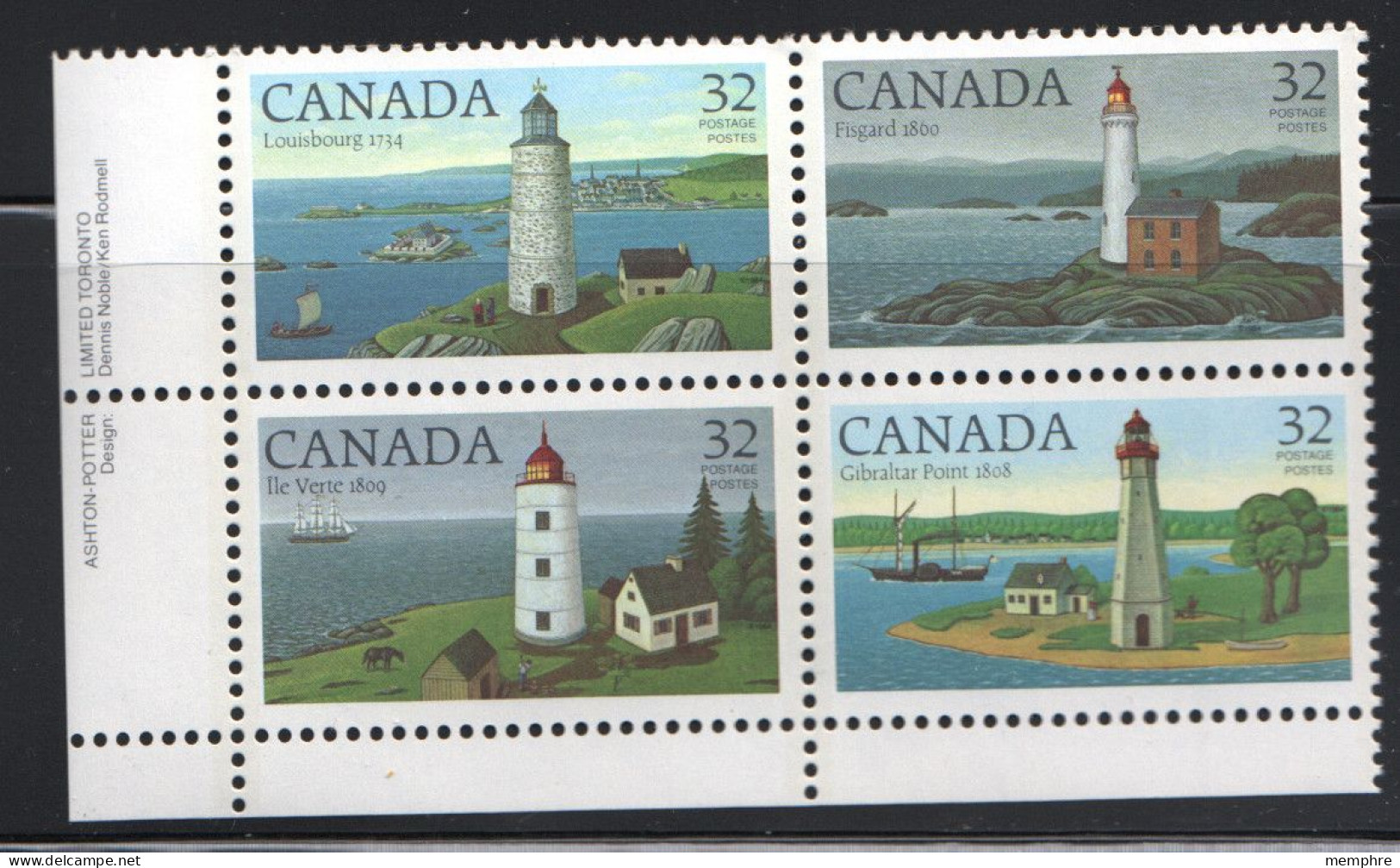 1984  Lighthouses   Se-tenant Inscription  Block Of 4 Sc 135a MNH - Ungebraucht