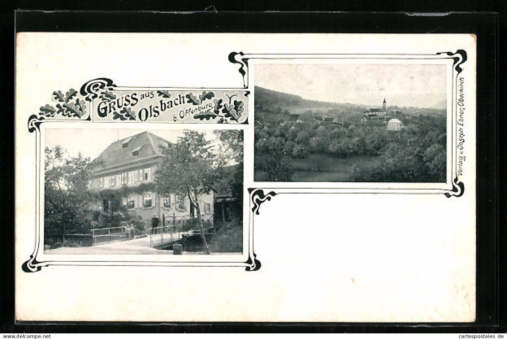 AK Olsbach Bei Offenburg, Ortsansicht Aus Der Ferne, Grosses Haus Mit Brücke  - Offenburg