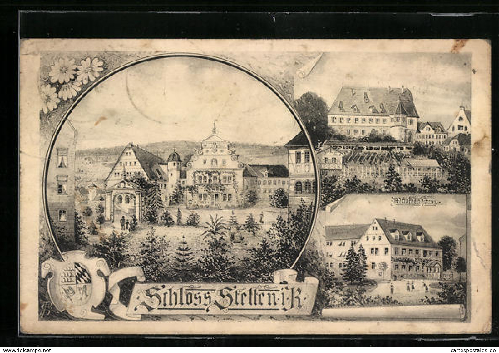 Lithographie Stetten I. R., Schlossansicht Mit Grünanlagen, Mädchenschule  - Other & Unclassified