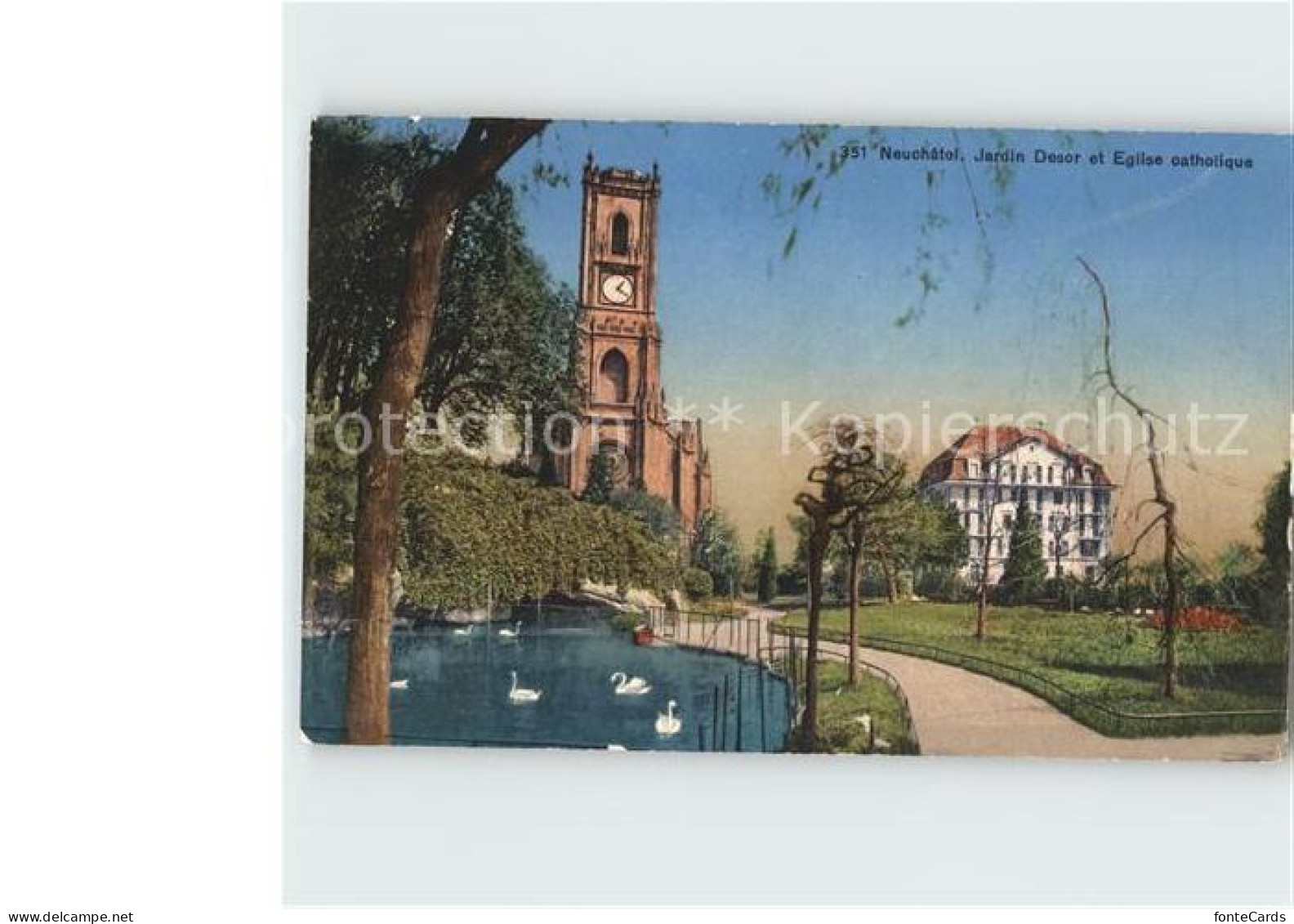12026626 Neuchatel NE Jardin Desor Eglise Catholique Schwanenteich Neuchatel - Other & Unclassified