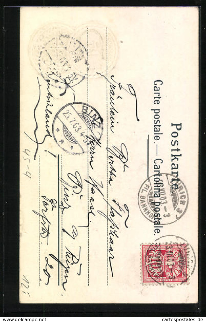 Präge-Lithographie Zürich, Eidgen. Turnfest 1903, Vaterland Nur Dir!, Turner Mit Pokal Und Degen, Medaille  - Other & Unclassified
