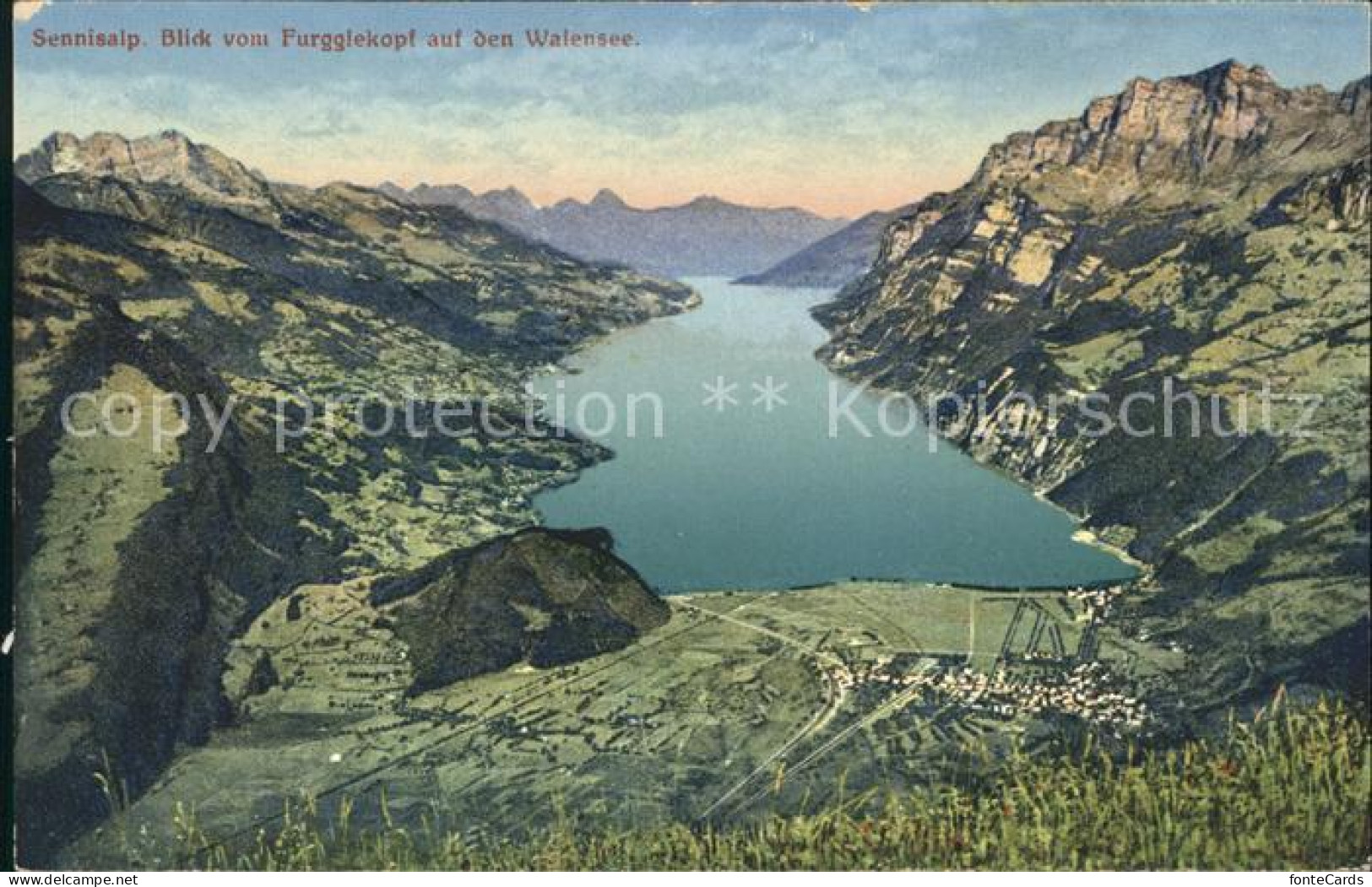 12024996 Walensee Sennisalp Blick Vom Furgglekopf Alpenpanorama Walensee - Altri & Non Classificati