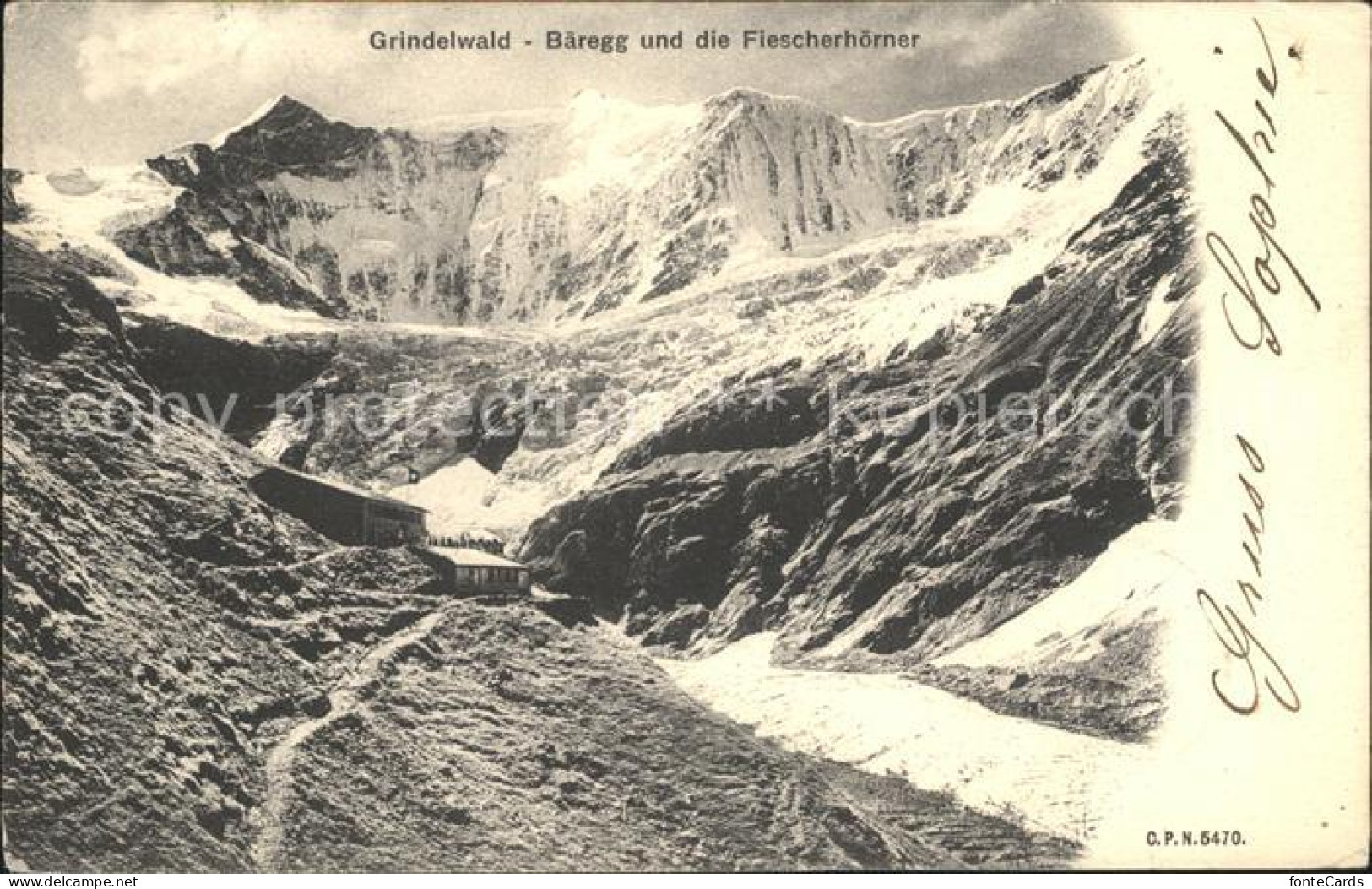 12022826 Baeregg Berghuette Fiescherhoerner Gebirgspanorama Berner Alpen Grindel - Sonstige & Ohne Zuordnung