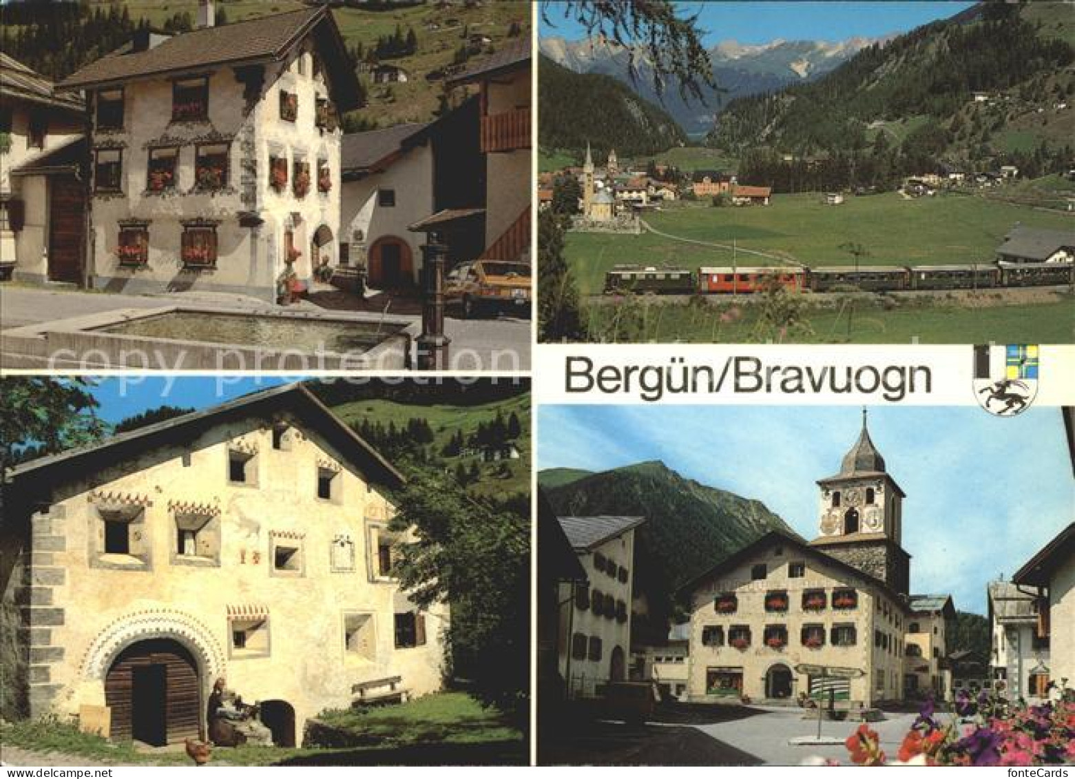 12019966 Berguen Bravuogn GR Kirche Brunnen Eisenbahn Berguen Bravuogn GR - Other & Unclassified