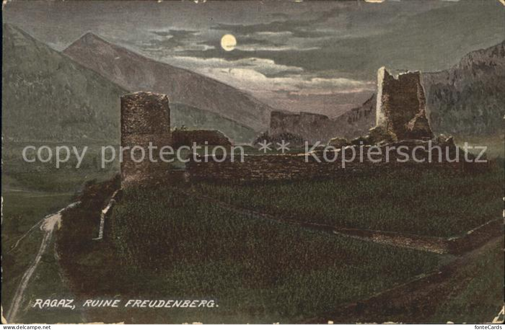 12018386 Bad Ragaz Burg Ruine Freudenberg Im Mondschein Bad Ragaz - Altri & Non Classificati