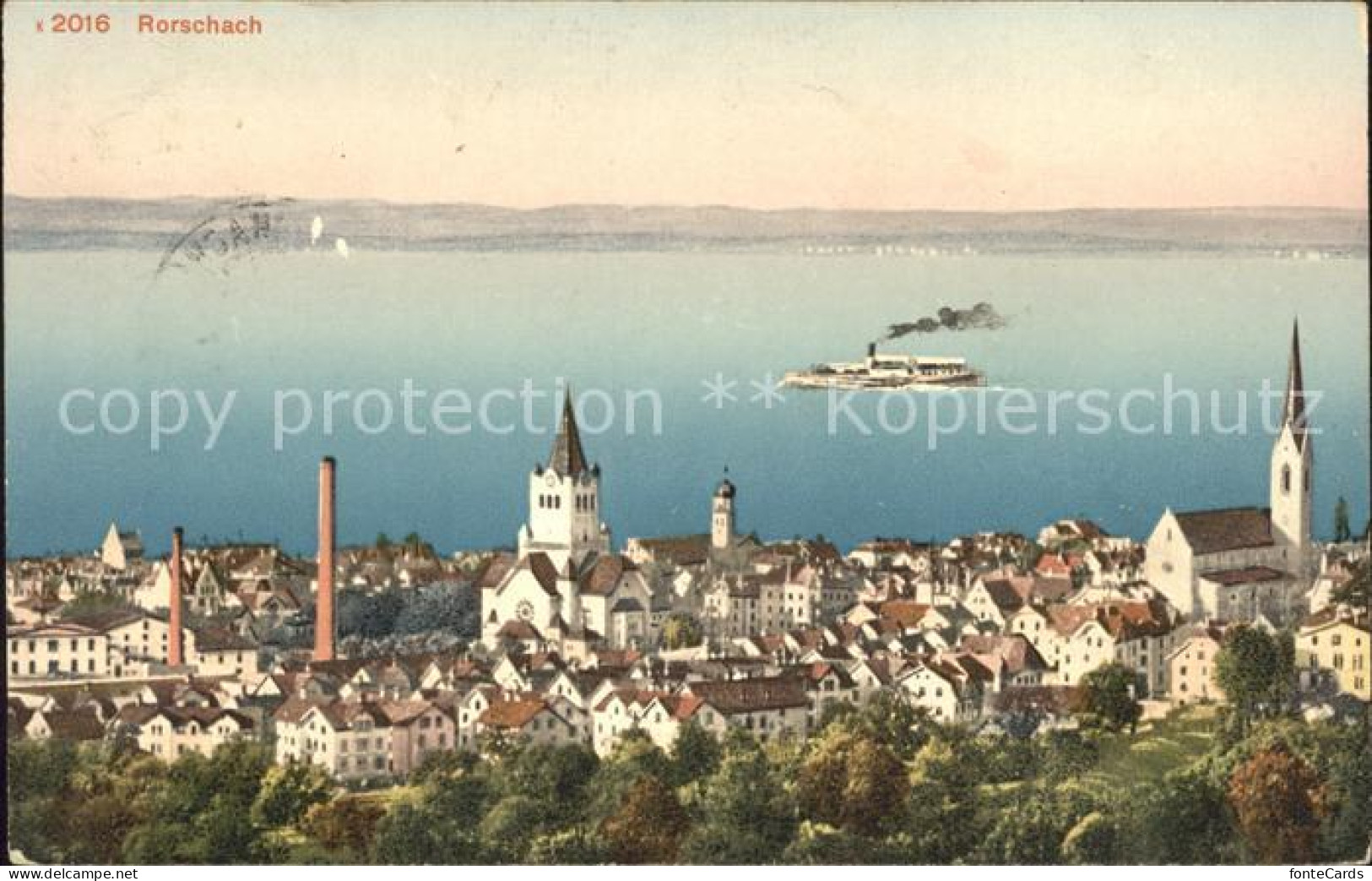 12015966 Rorschach Bodensee Blick Ueber Die Stadt Dampfer Rorschach - Autres & Non Classés