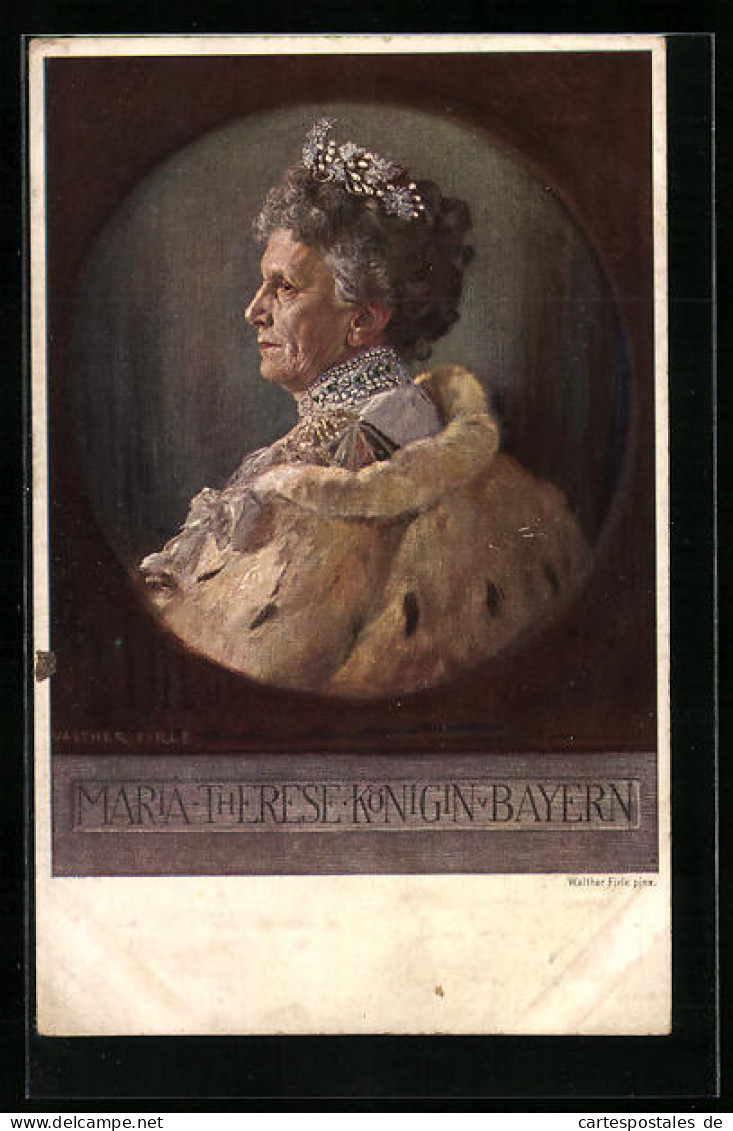 Künstler-AK Portrait Der Königin Maria Therese Von Bayern  - Familles Royales