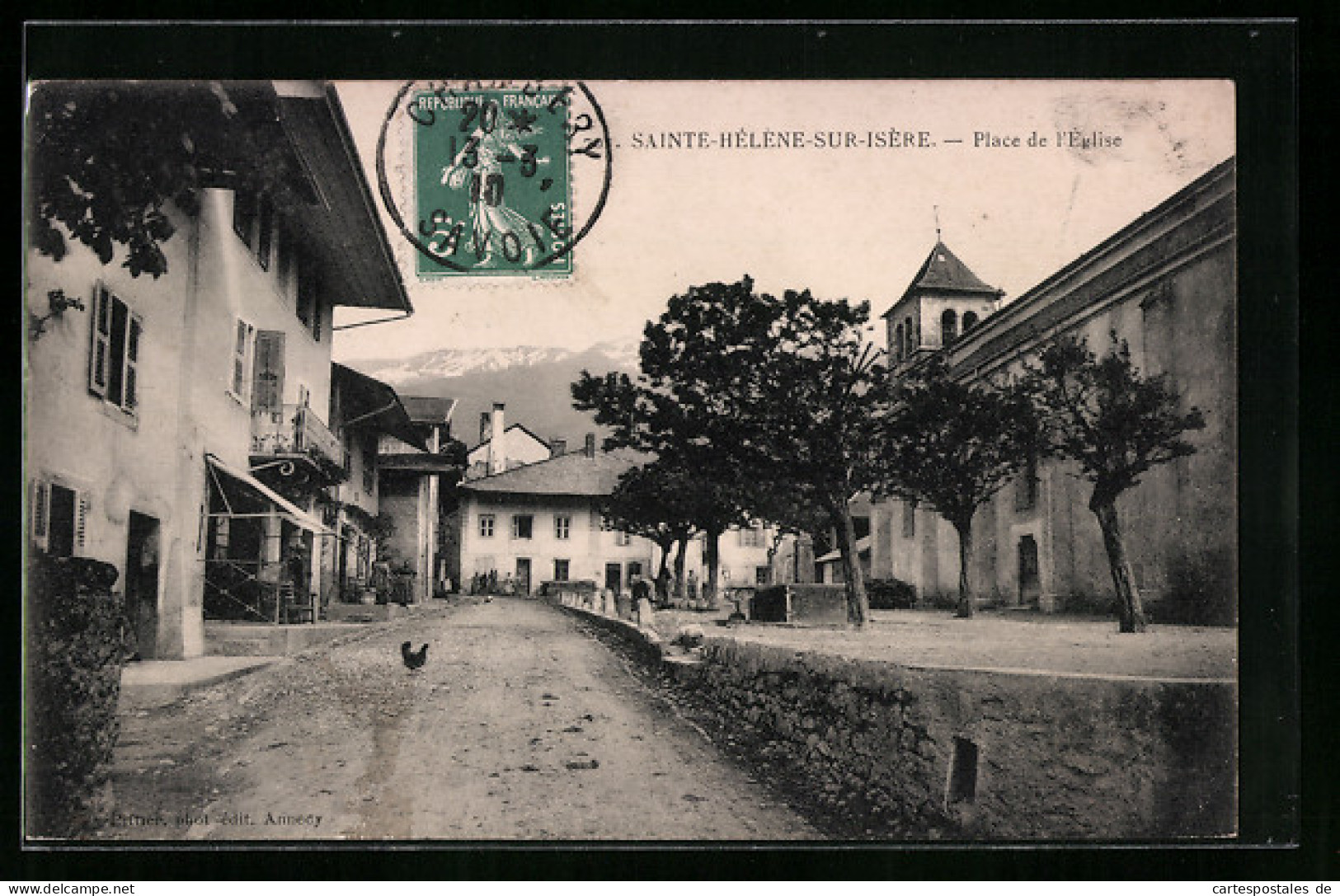 CPA Sainte-Hèlène-sur-Isère, Place De L`Eglise  - Other & Unclassified