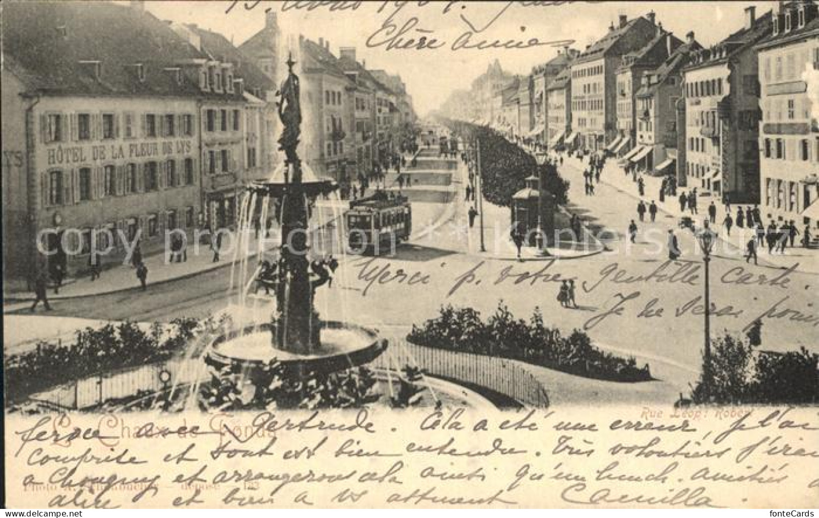 12007666 La Chaux-de-Fonds Grande Fontaine Rue Leopold Robert Tram La Chaux-de-F - Sonstige & Ohne Zuordnung