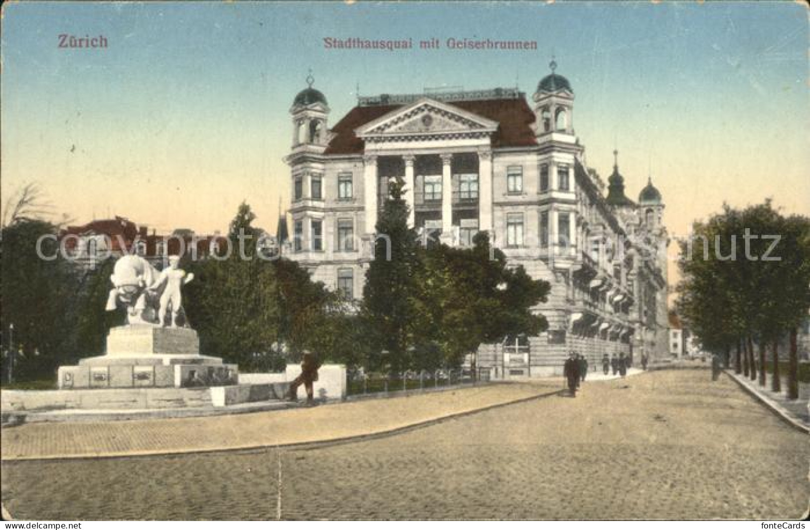 12005836 Zuerich Stadthausquai Mit Geiserbrunnen Skulptur Zuerich - Andere & Zonder Classificatie