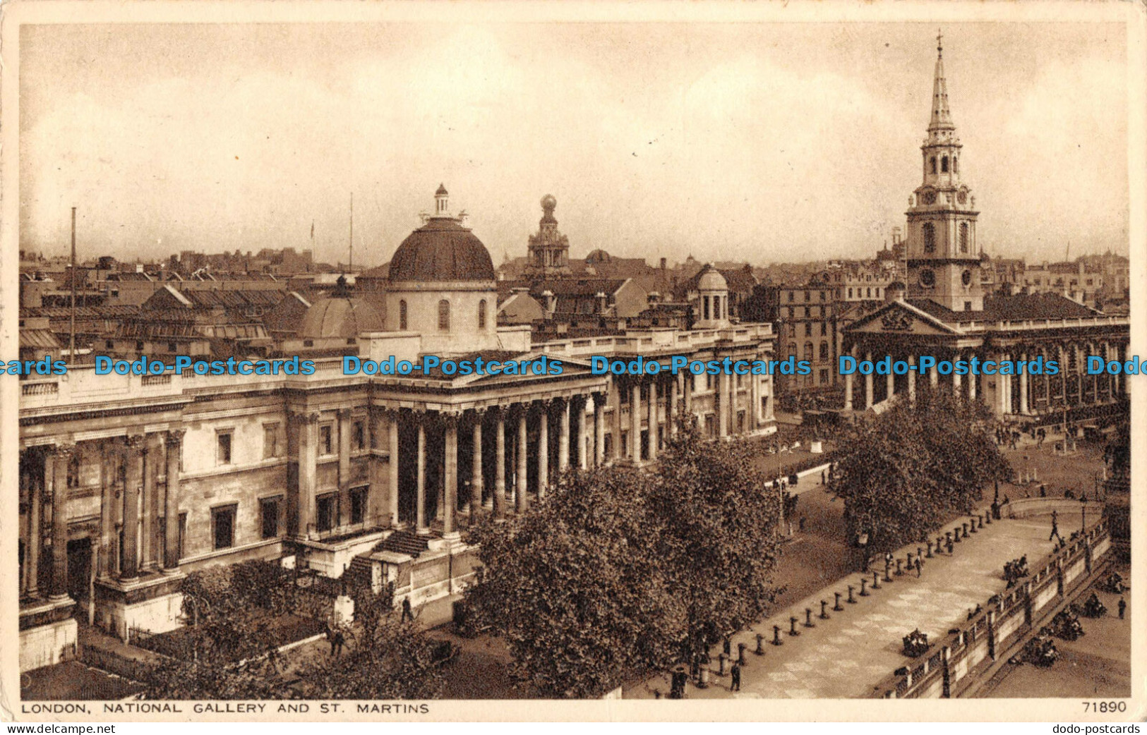 R092076 London. National Gallery And St. Martins. Photochrom. No 71890. 1951 - Andere & Zonder Classificatie