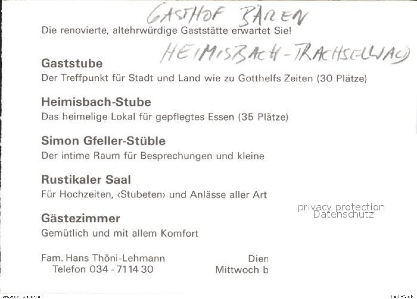 12004406 Heimisbach Gasthof Baeren Heimisbach - Sonstige & Ohne Zuordnung