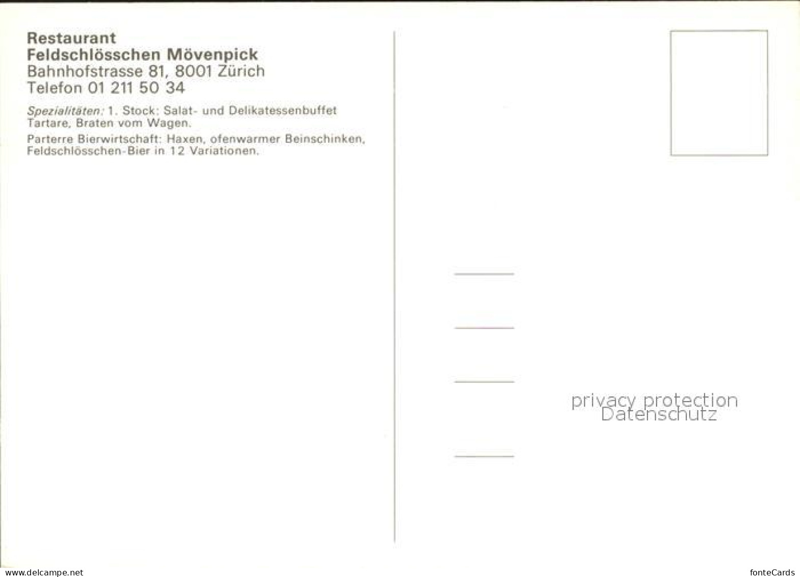 12002326 Zuerich Restaurant Moevenpick Feldschloesschen Zuerich - Autres & Non Classés