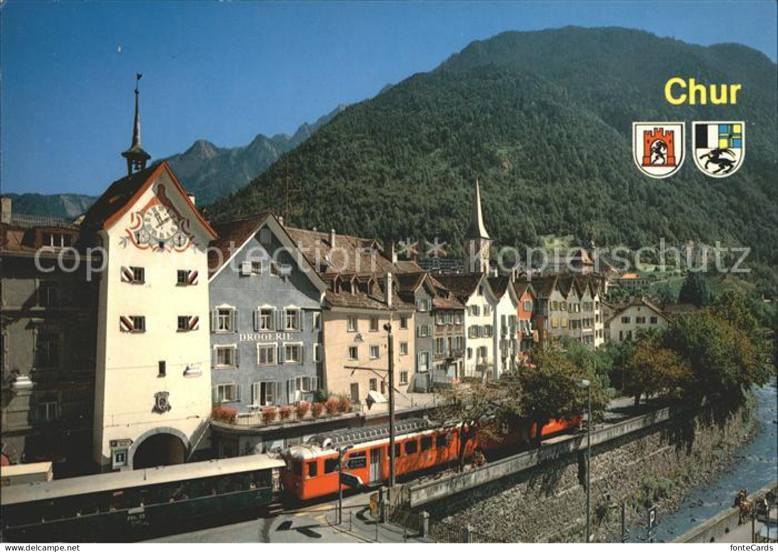 11997476 Chur GR Obertor Mit Eisenbahn Chur - Other & Unclassified